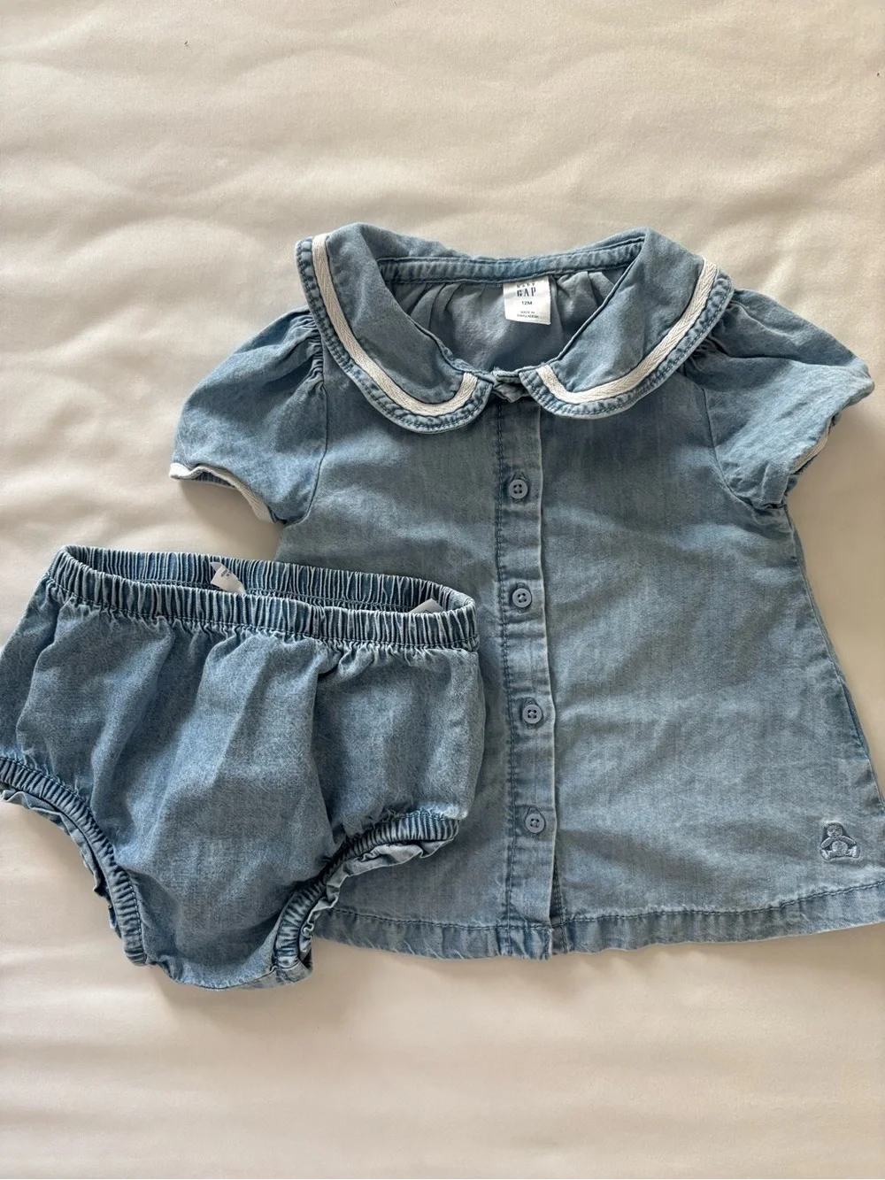 GAP Light Blue Denim Bloomers & Collar Top Set